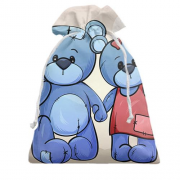 Подарочный мешочек с парой синих мишек