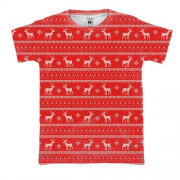 3D футболка з новорічними оленями