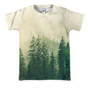 3D футболка с туманом в лесу