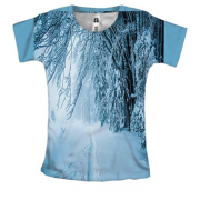Женская 3D футболка со снежным лесом
