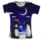 Женская 3D футболка с пингвинами