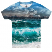 Детская 3D футболка с волной на побережье