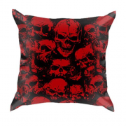 3D подушка с красно-черными черепами