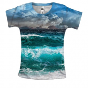 Женская 3D футболка с волной на побережье