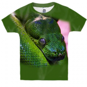 Дитяча 3D футболка із зеленою змією рептилією