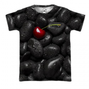 3D футболка Вишня на черной гальке