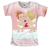 Женская 3D футболка с влюбленными купидонами