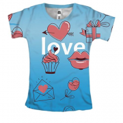 Женская 3D футболка с любовной символикой
