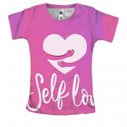 Женская 3D футболка с надписью "Self love"