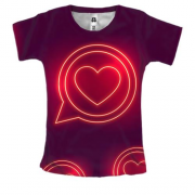 Женская 3D футболка с неоновым сердцем в круге