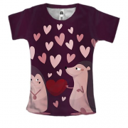 Женская 3D футболка с влюбленными ёжиками