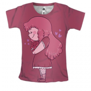 Женская 3D футболка с девочкой и сердечками