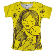 Жіноча 3D футболка з мамою і дитиною