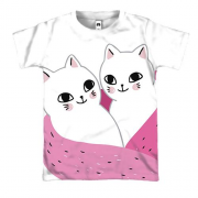 3D футболка с котами в шарфике