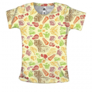 Женская 3D футболка с шаурмой и овощами