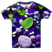 Детская 3D футболка с фиолетовой галькой
