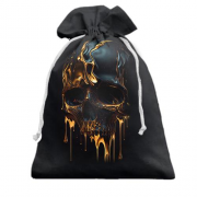 3D Подарочный мешочек с черно-золотым черепом