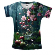 Женская 3D футболка с арт-яблоками