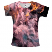 Женская 3D футболка с разноцветным дымом