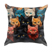 3D подушка Разноцветные коты