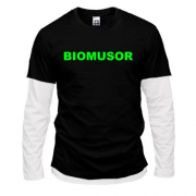 Комбинированный лонгслив с надписью "Biomusor"