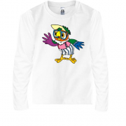 Детская футболка с длинным рукавом с попугаем Кешей в очках
