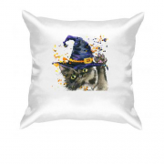 Подушка з котом в шапці чарівника