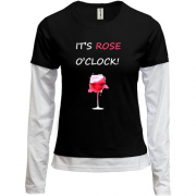 Комбинированный лонгслив с надписью It's rose o'clock