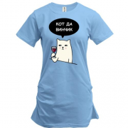 Подовжена футболка з написом "Кот Да Вінчик"