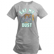 Подовжена футболка з написом "Eat my dust"