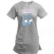 Подовжена футболка з лінивцем і написом "Weekend forever"