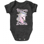 Детское боди с единорогом и надписью "Unicorn Dreams"