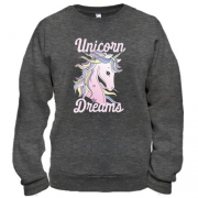 Свитшот с единорогом и надписью "Unicorn Dreams"