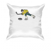 Подушка с хоккеистом и шайбой