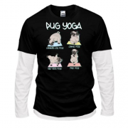 Комбинированный лонгслив Pug Yoga Мопс Йога