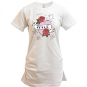 Подовжена футболка Smile Серце з трояндами