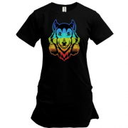 Подовжена футболка Rainbow Wolf