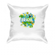 Подушка с бразильским колоритом и надписью "brazil"