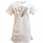 Подовжена футболка со спекторной надписью "Любов"