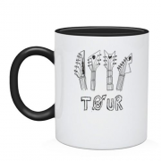 Чашка с гитарными рифами и надписью "Тур"