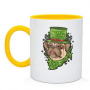 Чашка с мопсом в зеленой шляпе