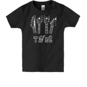 Детская футболка с гитарными рифами и надписью "Тур"
