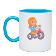 Чашка с девочкой на велосипеде