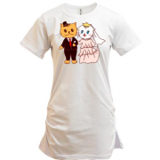 Подовжена футболка Кот і кішечка одружуються