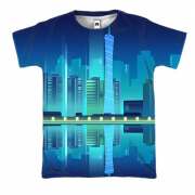 3D футболка с градиентным ночным городом