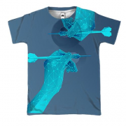 3D футболка с руками и дротиками