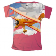 Жіноча 3D футболка з літаком в небі