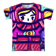 3D футболка з барвистою жінкою космонавтом
