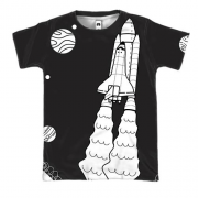 3D футболка с летящей ракетой