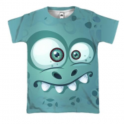 3D футболка с синим напуганным существом